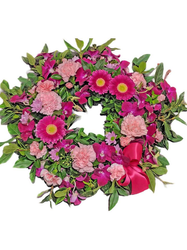 large birght wreath le pine funerals