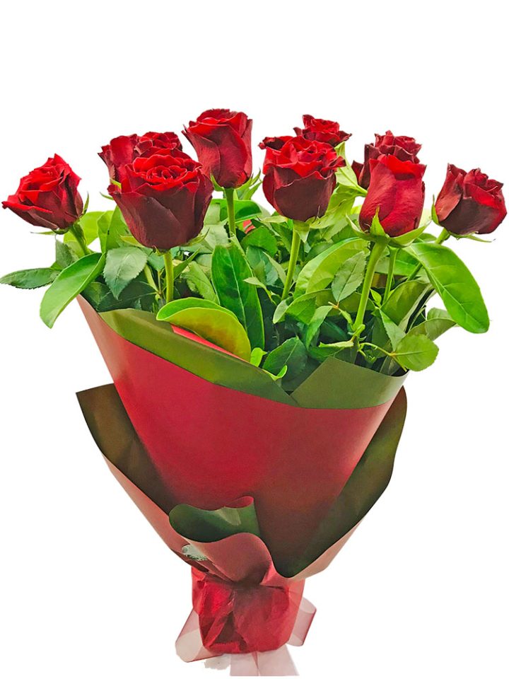 Red long stem roses bouquet