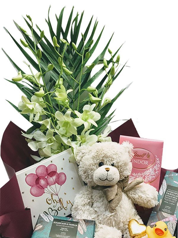 new baby flowers gift and hamper